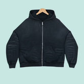 SCRATCH BLACK ZIP UP BOXY FIT HOODIE PRINT