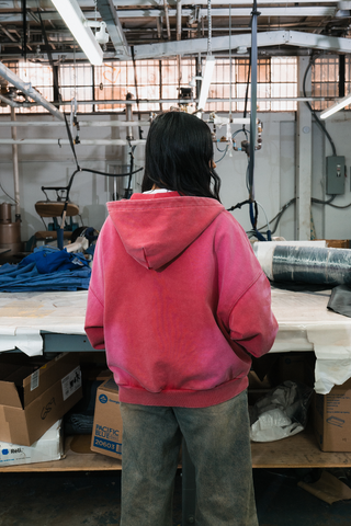 SCRATCH BRIGHT RED ZIP UP BOXY FIT HOODIE