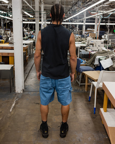 LA Apparel Sleeveless Tee Black Print