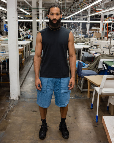 LA Apparel Sleeveless Tee Black Print