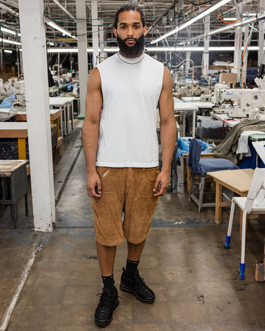 LA Apparel Sleeveless Tee White Print