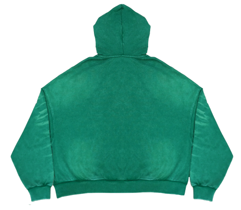 SCRATCH FOREST GREEN ZIP UP BOXY FIT HOODIE PRINT