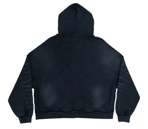 SCRATCH BLACK ZIP UP BOXY FIT HOODIE PRINT