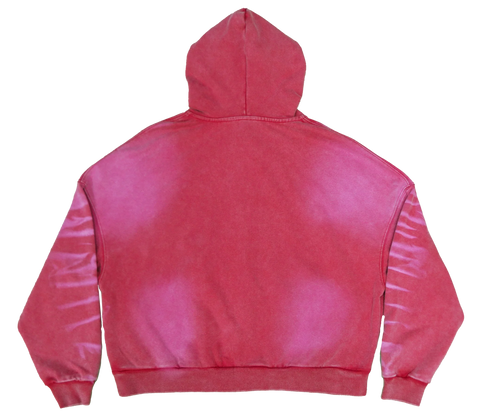 SCRATCH BRIGHT RED ZIP UP BOXY FIT HOODIE PRINT