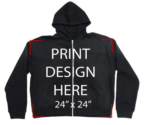 Sun Fade Black Zip-Up Hoodie Print