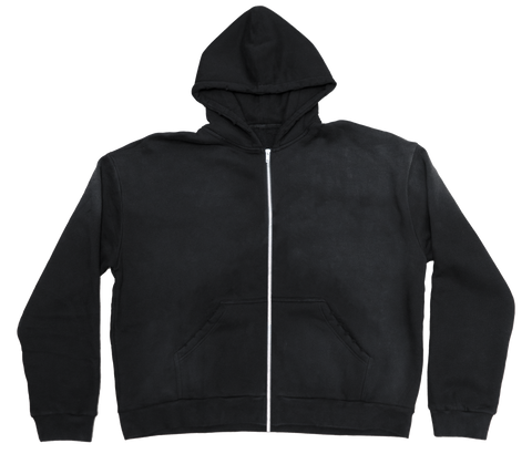 Sun Fade Black Zip-Up Hoodie Print